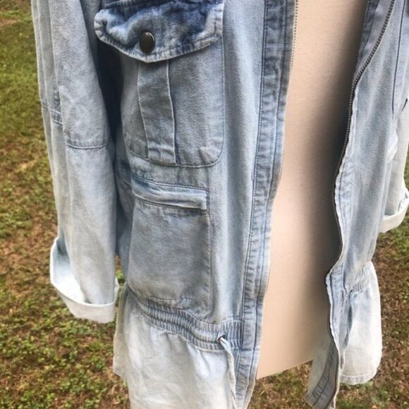 Minkpink Know You Anorak Jacket Size XS Acid Wash Drawstring Zip Hooded - Picture 5 of 10